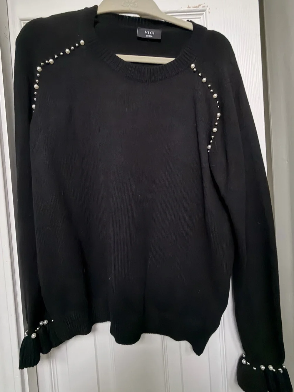 Small VICI Black Pearl-Embellished Sweater